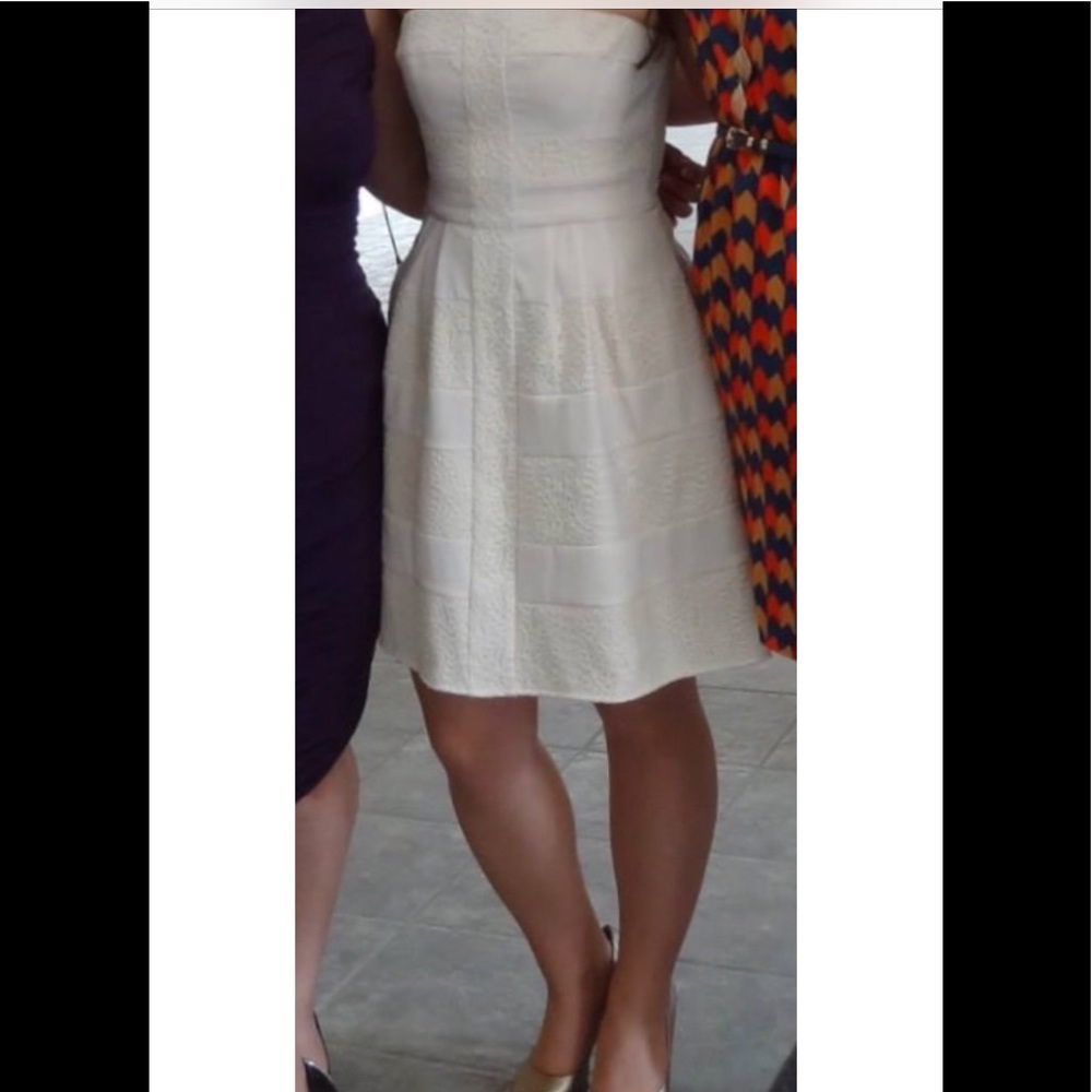 BCBG Maxaria cream dress.